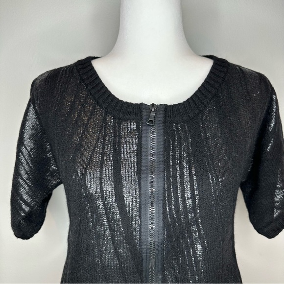 Diane Von Furstenberg Sweater Cardigan 100% Wool Zip Up Metallic Stripe Size S M - Picture 5 of 13